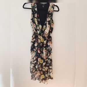 Black Floral High Low Dress